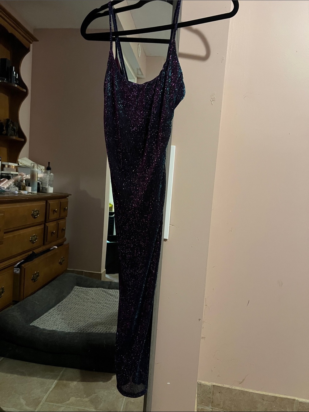 Sparkly Black and Purple Slip Dress